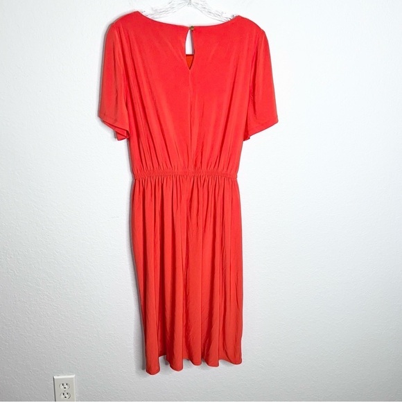 Lane Bryant Dress Women 14 16 Faux Wrap Sheath Short Sleeve Orange B11 - Picture 5 of 8